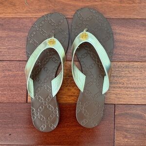 Tory Burch Metallic Gold and Brown Sandals